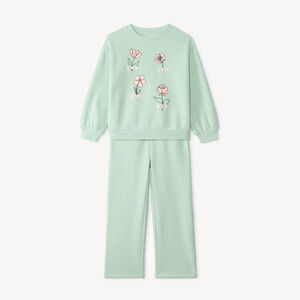 Ensemble de jogging sweat et pantalon large print fleur pour fille 