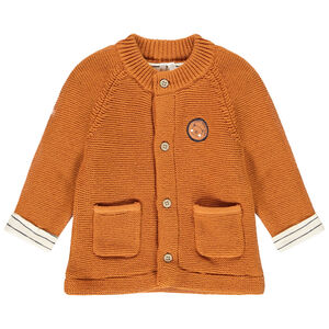 Gilet en tricot point mousse badge brodé ourson pour bébé garçon 