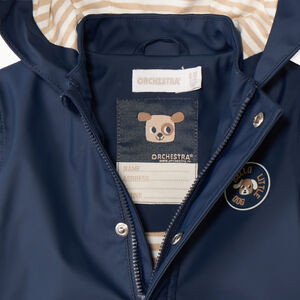 Parka marineblauw met kap en speelse oren voor babyjongens 