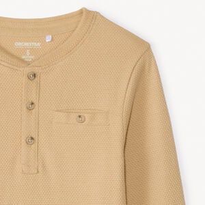 T-shirt met lange mouwen en een tunisianekraag voor jongens 