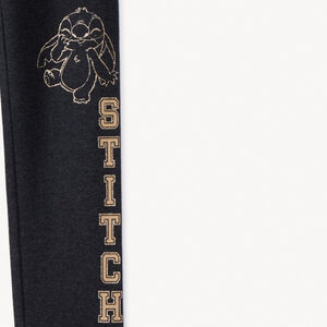 Lange effen fleece joggingbroek Stitch Disney voor meisjes met gouden glitterprint 