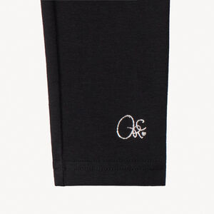 Set van 2 effen leggings voor meisjes met zilveren foilprint op linker enkel 