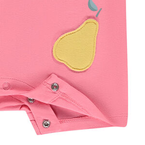 Combinaison courte avec bretelles volantées et brodées pour bébé fille 