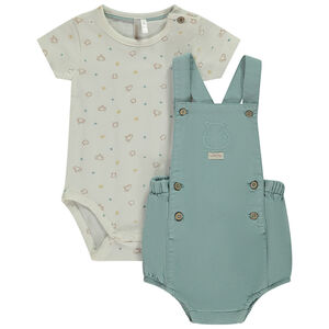 Ensemble 2 pièces avec barboteuse brodée pour bébé garçon 