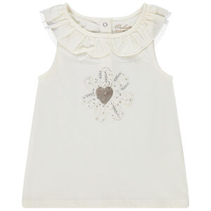 Débardeur col volanté et print en sequins pour bébé fille 