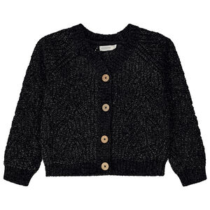 Gilet en tricot chenille avec lurex doré pour fille 