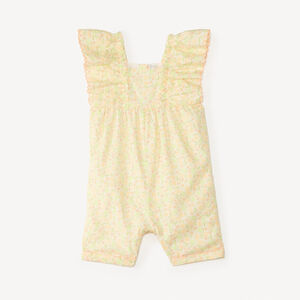 Combinaison courte à manches volantées imprimé fleuri pour bébé fille  