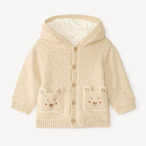 Gilet tricot met capuchon voor jongen met speelse zakken 