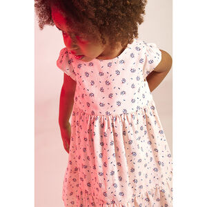 Jurk met korte mouwen in popeline met fantasiedetail voor meisjes 