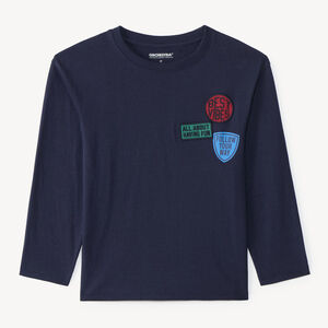T-shirt manches longues garçon avec badges brodés 