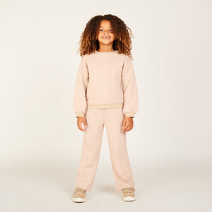 Ensemble jogging en jacquard torsadé uni pour fille 