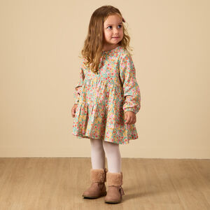 Robe manches longues en double gaze imprimé fleurs pour bébé fille 