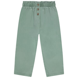 Pantalon en toile avec boutons fleurs pour bébé fille 