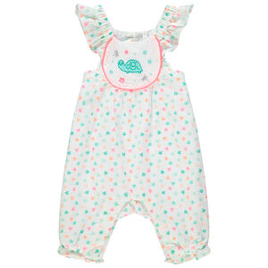 Lange jumpsuit met all-over print en geborduurde schildpad 