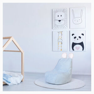 Fauteuilpoef kind Ted M1 in ribfluweel blauw 