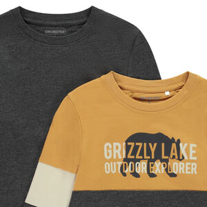 Set van 2 t-shirts met lange mouwen en colour block effect jongens 
