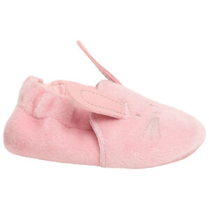 Chaussons souples pour bébé fille en sherpa fine motif lapin 