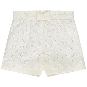 Short uni en broderie anglaise et nœud fantaisie pour bébé fille  