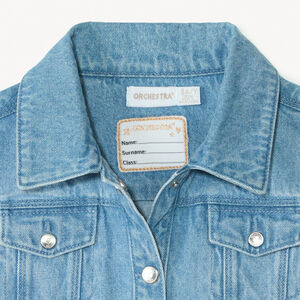 Veste en jean sans manches à col chemise fille 