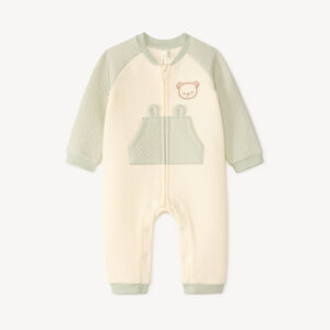 Langere tweekleurige babyjumpsuit met berenmotieven voor jongens 