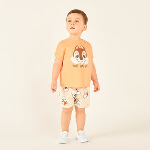 Set van 2 stuks tshirt + short in honingraat structuur Tic & Tac Disney voor jongen. 