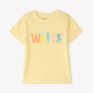 T-shirt met korte mouwen in effen kleur met fantasiedruk voor babyjongen 