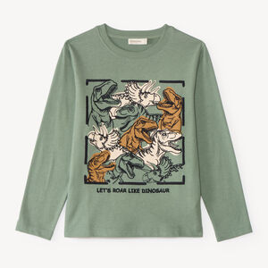 T-shirt manches longues garçon avec broderie dinosaures 