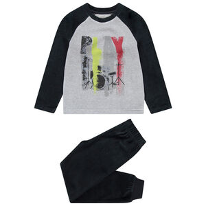 Pyjama en velours bicolore avec print style rock 