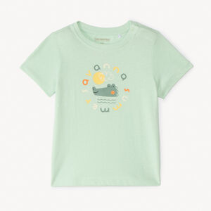 T-shirt met korte mouwen in effen kleur met fantasiedruk voor babyjongen 