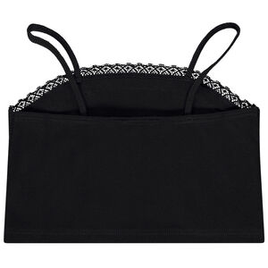 Crop top côtelé à bretelles fines et dentelle fille 