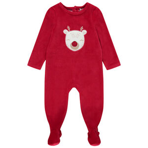 Pyjama in fluweel met Kerst rendier patch voor baby jongen 
