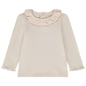 T-shirt manches longues en maille pointelle pour bébé fille 