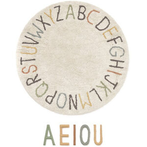 Tapijt katoen wasbaar 120x120cm ABC Color And Letters 