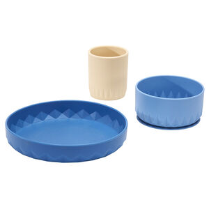 Coffret repas 3 pièces en silicone Origami  - Bleu 