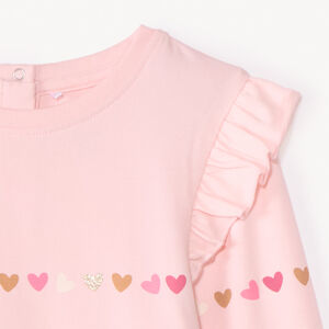 T-shirt met lange mouwen, met hartjesprint, voor babymeisje 