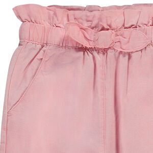 Brede effen broek met knoopeffect voor meisjes 