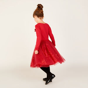 Robe de fête manches longues effet 2 en 1 à sequins fille 