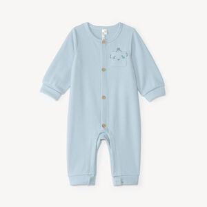 Langdurige jongensbabykleding in geribbelde stof met robotborduurwerk 