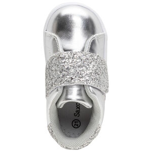 Baskets basses argentées avec empiècements pailletés 