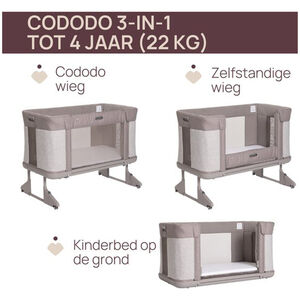 Wieg Cododo Next2Me Forever 0-4jaar Almond 