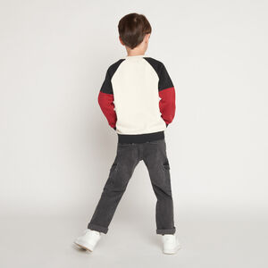Sweatshirt in fleece met colour block effect en basketbalpatroon voor jongens 