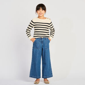 Lage denim jeans met opgestikte zakken voor meisjes 