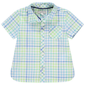 Chemise manches courtes à carreaux et poche 