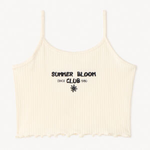 Korte ribbed tanktop met borduursel voor meisjes 