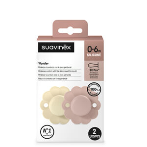 Sucette Wonder silicone Grey/Pale Mauve 0/6M 2pcs 