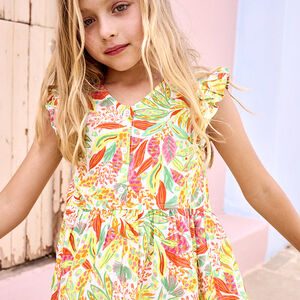 Mouwloze jurk met plantenprint voor meisjes 