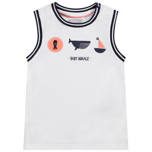 Jersey tanktop met puff print walvis voor baby jongen 
