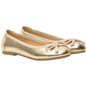 Ballerines dorées effet métallisé avec nœud fille 