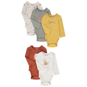 Lot de 5 bodies manches longues motifs forêt pour bébé garçon 