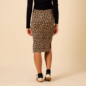 Lange rok met luipaardprint en split voor dames 